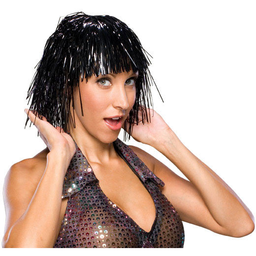 Black 2025 tinsel wig