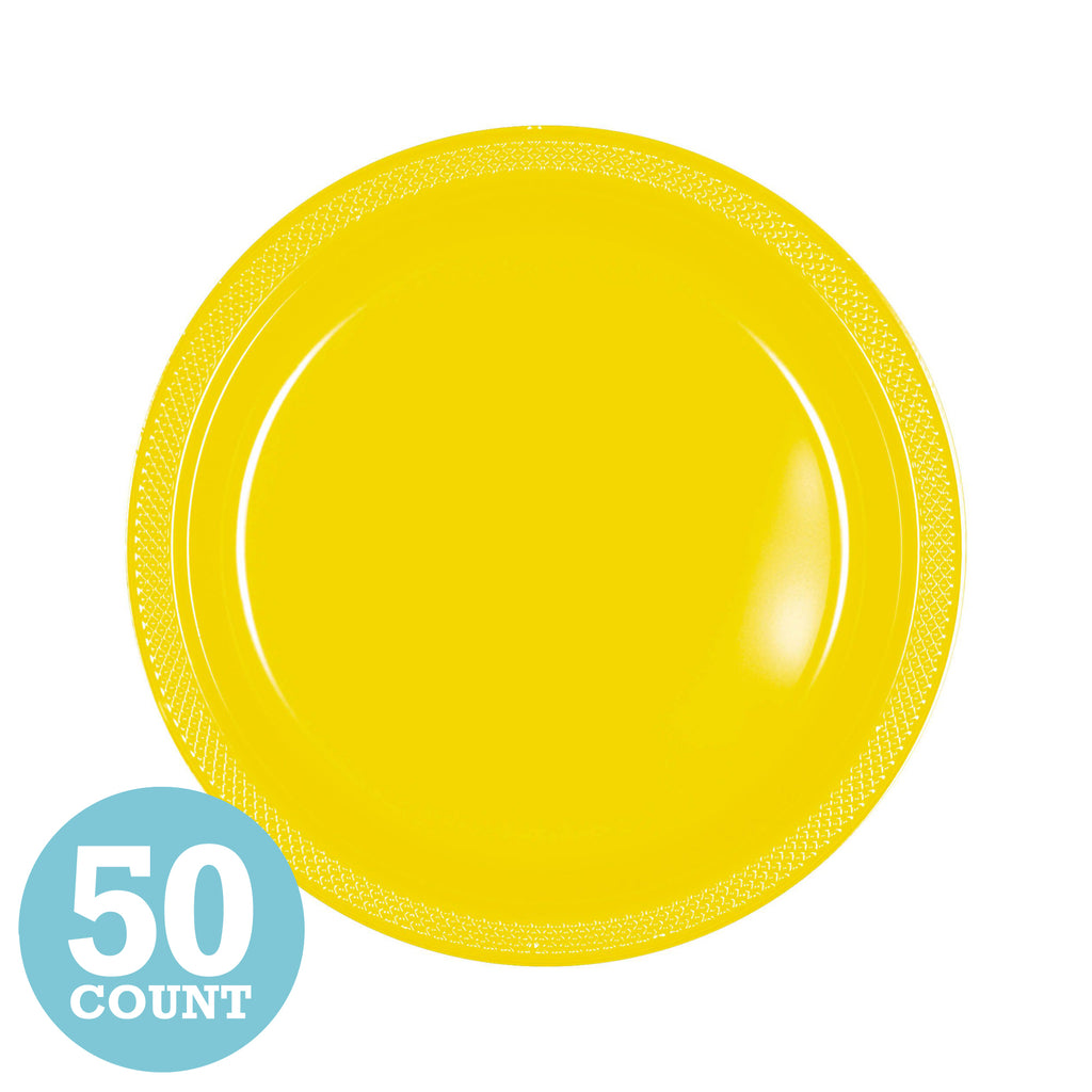 Yellow Sunshine Plastic Dessert Plates (50ct)
