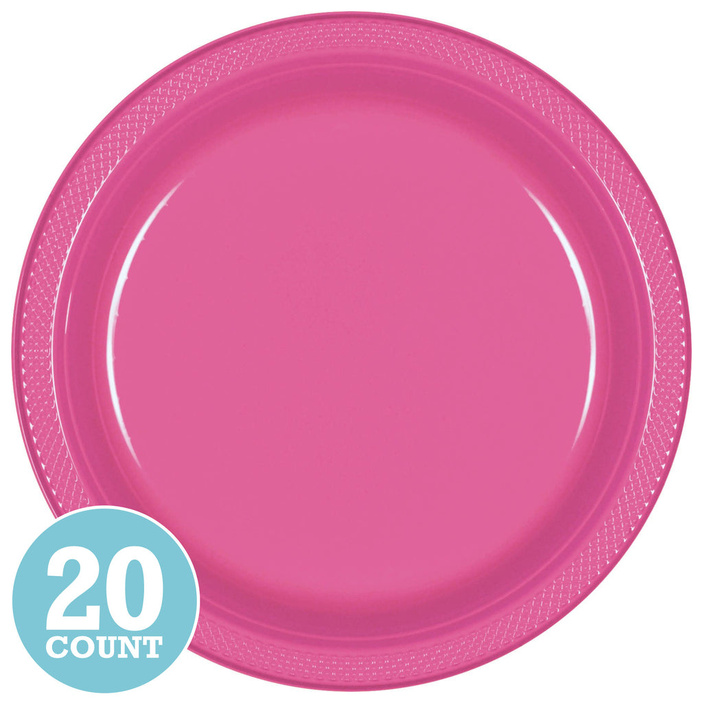 Bright Pink Plastic Banquet Plates (20ct)
