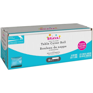 Caribbean Boxed Plastic Table Cover Roll with Slide Cutter, 54