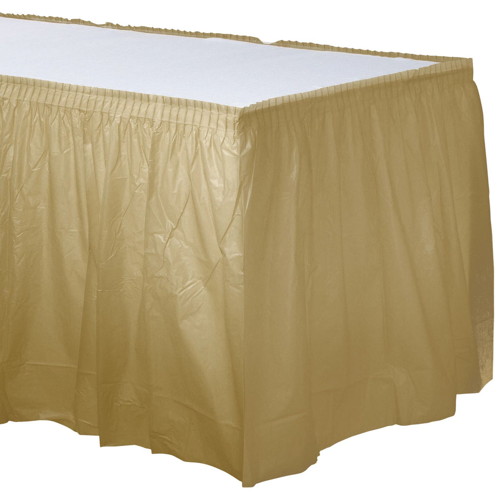 Gold Plastic Table Skirt 21' X 29
