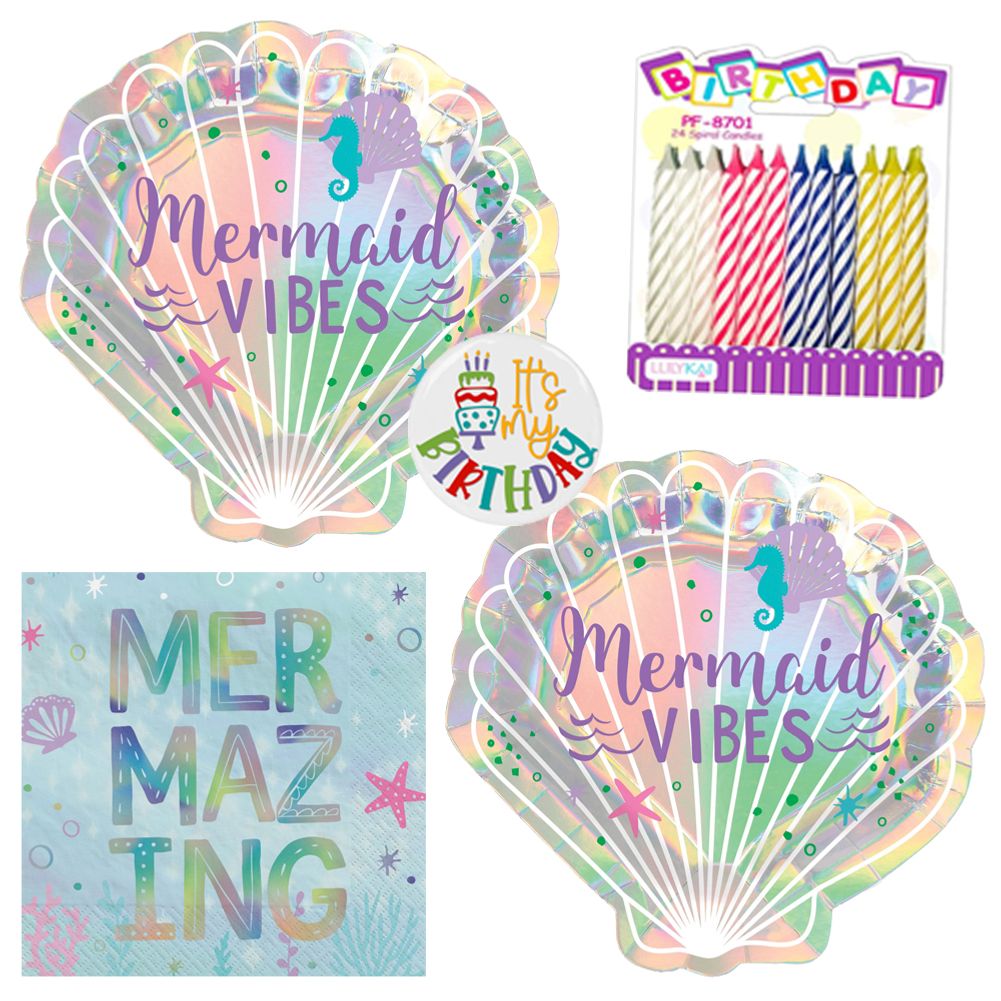 Shimmering Mermaid Tableware Party Kit for Cake (16 Guests)