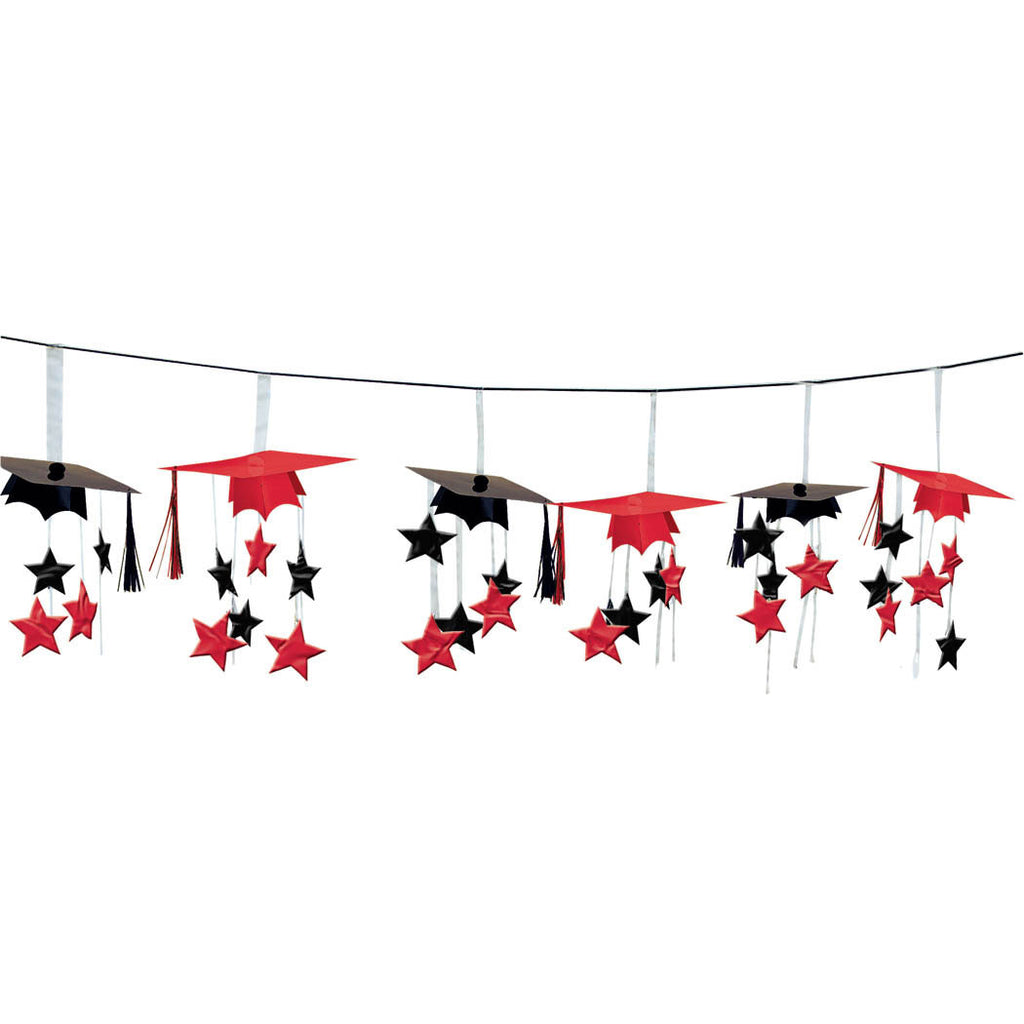 3-D Red Graduation Cap Garland