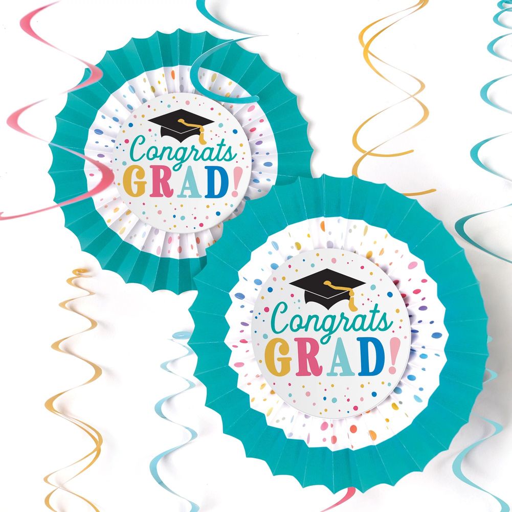 Follow Your Dreams Graduation 2023 Fan and Swirls Decorations (10pc)