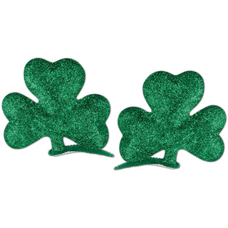 Glittered Shamrock Hair Clips