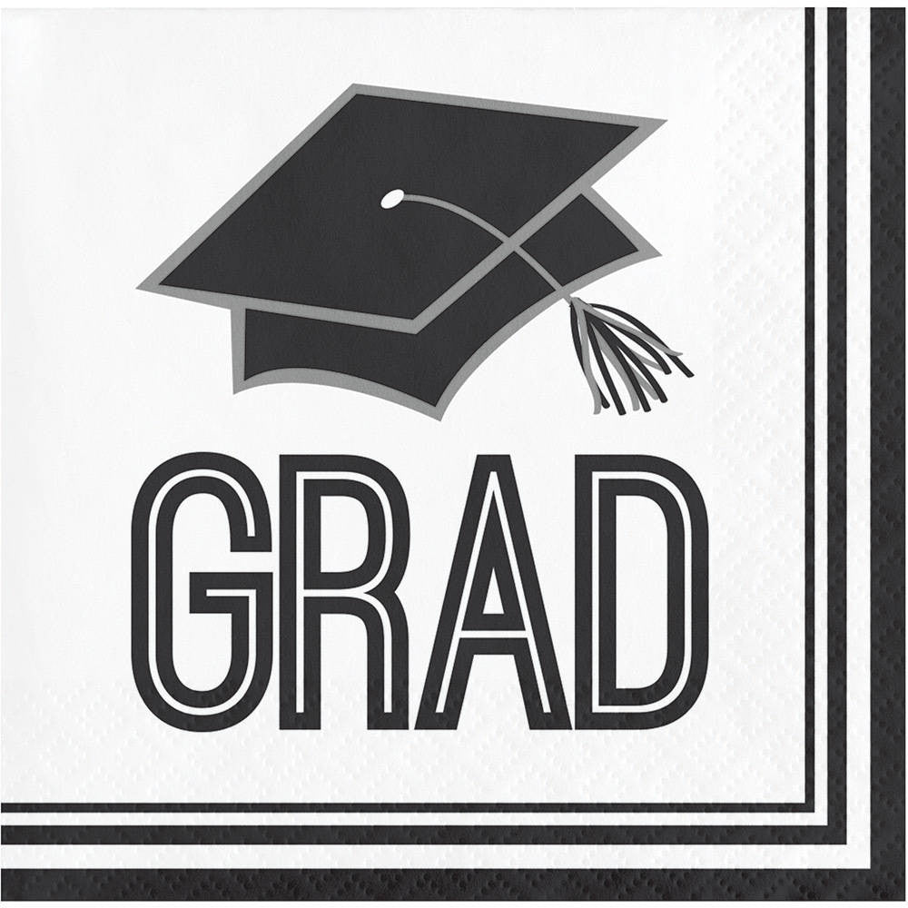 Congrats Grad White Beverage Napkins (36 ct)