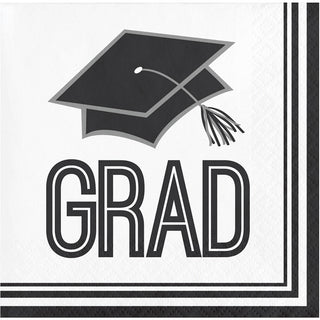 Congrats Grad White Beverage Napkins (36 ct)