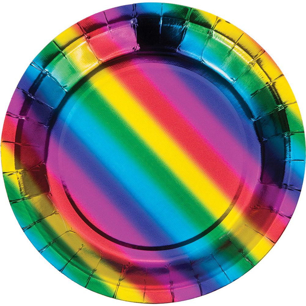 Rainbow Foil Dessert Plates (8 ct)