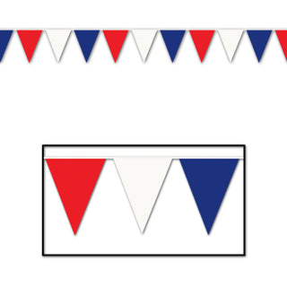 30' Red/White/Blue Plastic Pennant Banner