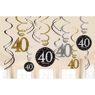 Celebrate 40 Hanging Swirls (12 ct)
