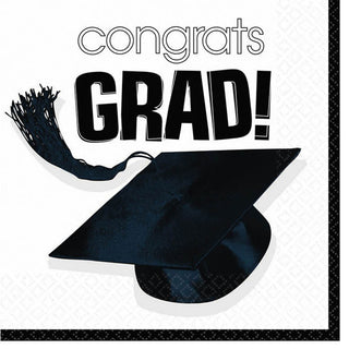 Congrats Grad White Beverage Napkins (36ct)