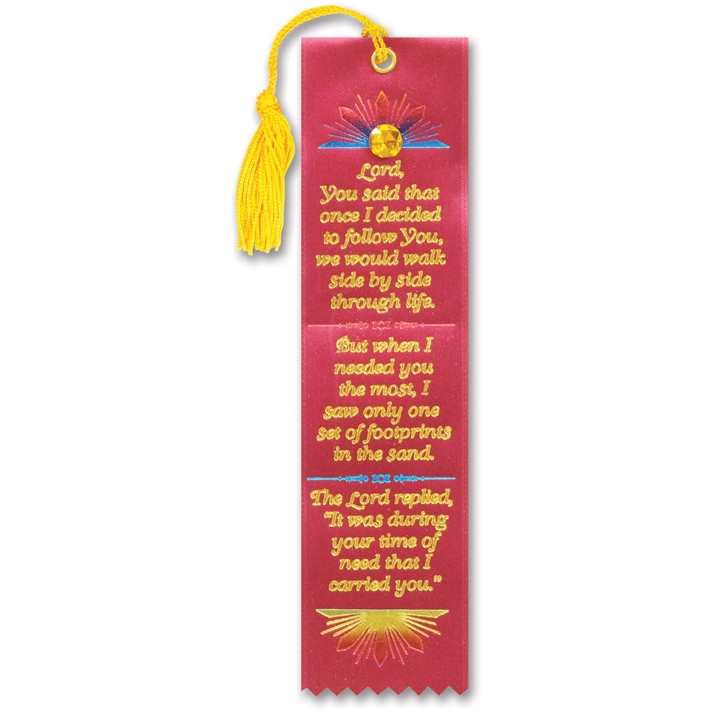 Footprints In The Sand Jeweled Bookmark Ribbon