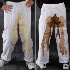 Zagone Goosh Pee Pants Costume Legs, White Yellow Brown, One Size 